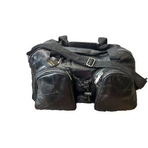 Seville Leather Weekend Leather Patchwork Black Duffle Bag Carry On Travel